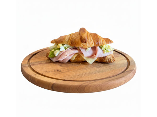 Croissant de jamón, queso, palta y huevo
